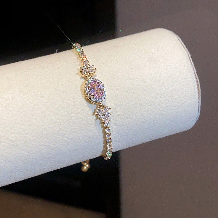 French Oval Zircon Link Bracelet - view 6