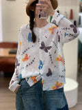 Women's Spring-Summer Casual Fashion Linen Cotton Printed Lightweight Loose Cardigan - Pink