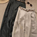 Summer Casual Slimming Linen High Waist Straight Leg Wide Leg Pants + Pants