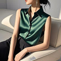 Women's Summer Professional French Acetate Satin Sleeveless Shirt 2026 - Gray