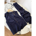 Chic Fashion Sleeveless Drapey Wide Leg Pants + Vest + Tank Top 2-Piece Set
