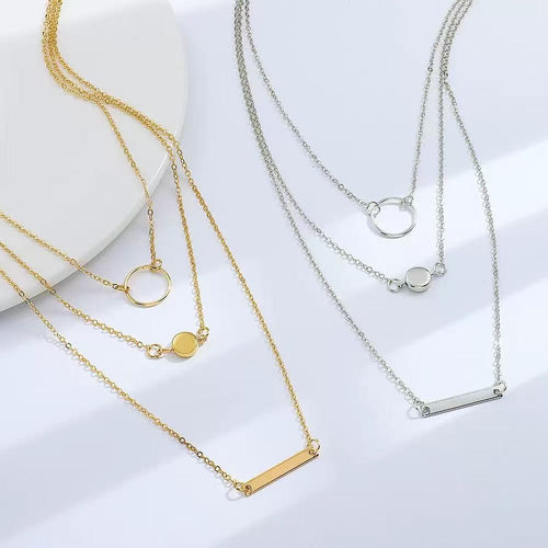 EU/US Import Bestseller Fashionable Accessory Simple Design Detail 3 Layer Choker Personality Versatile Long Style Necklace Wholesale