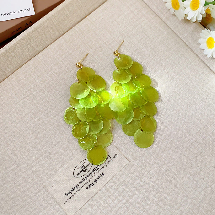 Shell Circle Tassel Stud Earrings - view 9