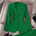 Women's Fall Korean Retro Fitted Jacket + Pants + Top Set 2026 - Emerald