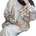 Ethnic Geometric Embroidered Long Sleeve Dress, Fashion Robe