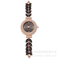2026 New Fashionable Rhinestone Leaves Round Ladies Watch Clean Dial Adjustable Overseas Pro Supply Gift Watch
