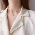 Korea Fashionable Elegant Mini Set Heart-Shaped Necklace Metal Breeze Elegant Double-Layer Full Diamond Heart Clavicle Chain Women N6315
