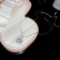 White Moonlight Mini Set Square Jewelry Set Light Luxury Niche Versatile Clavicle Chain Commute Gathering Gentle Breeze Necklace