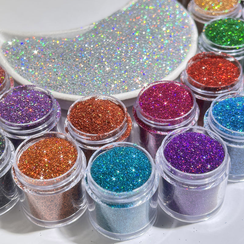 Laser Silver Fine Glitter Powder - DIY Nail Art & Resin Craft Shimmer