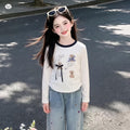 Girls' Printed Long Sleeve Tee and Jeans Two-Piece Set