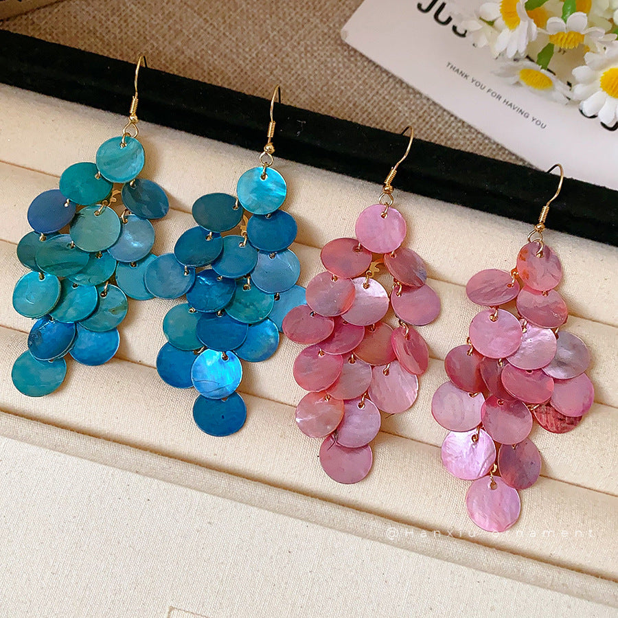 Shell Tassel Drop Earrings - view 4