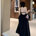 Backless Halter Tie Beach Long Dress, Sanya Vacation Style