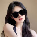 New Women Sunglasses Premium Influencer UV-Proof Sunglasses Tweed Style Big Frame Slender Chain Sunglasses