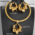 Western Fashionable New Asymmetric Twist Rotation Twist Creative Versatile Comb Pattern Wide Fit Necklace Earrings Set Wholesale