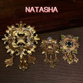 Vintage EU Style Retro Cutout Square Brooch Stud Imperial Breeze Versatile Wear With Piece Set Wear