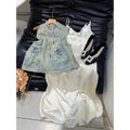 Summer New Chinese Sun-Protection Lightweight Loose Cardigan + Vest + Camisole + Skirt 2-Piece Set