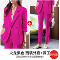 Women's Fall Korean Casual Petite Blazer + Pleated Skirt Set 2026 - Black Suit