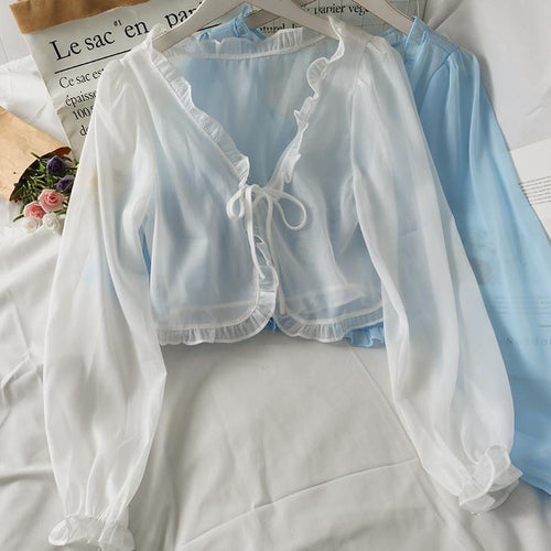 Women's Butterfly Bow Ruffle Shawl Cardigan
