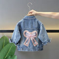 Girls' Bow Back Denim Jacket - Spring/Fall Versatile Layer