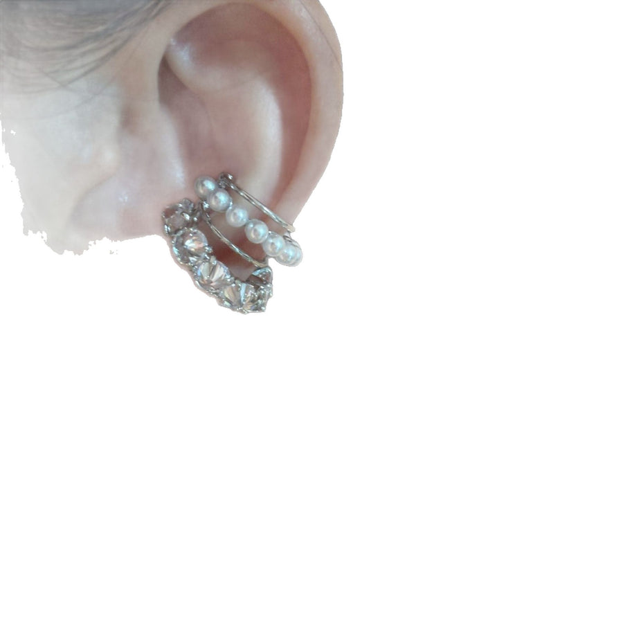 Multi-Layer Zircon Pearl Clip-On Earrings - view 5