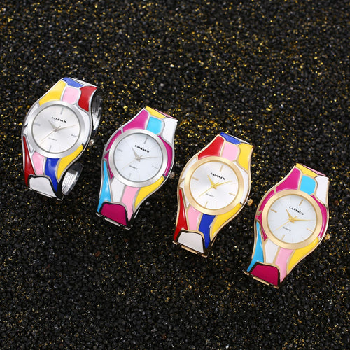 2025 Women Random Droplet Oil Color Rainbow Quartz Bangle Watch Cross-Border Pro Supply Export Watch Supply