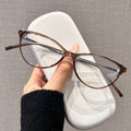 Beesfen M8238Z Cat-Eye Frame Face-Slimming Plano Anti-Blue-Light Glasses Ultra-Light Pure Titanium Prescription Glasses Women
