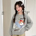 Girls' Cartoon Embroidery Knit Pullover