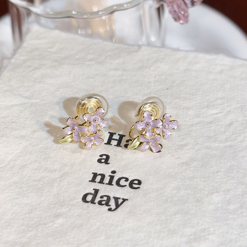 Enamel Flower Minimalist Stud Earrings - view 7