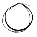 Western Personality Harajuku Minimalist Leather Wax Cord Silver Plated Bead chocker Choker Women Double-Layer Necklace Bead Collar