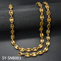 Western Hip-Hop Stainless Pig Nose Chain 18K Plated Retro Buttons Necklace Bracelet Set Stock Wholesale