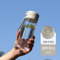 运动水杯批发户外大容量磨砂透明塑料水杯便携提绳带茶漏杯子定制