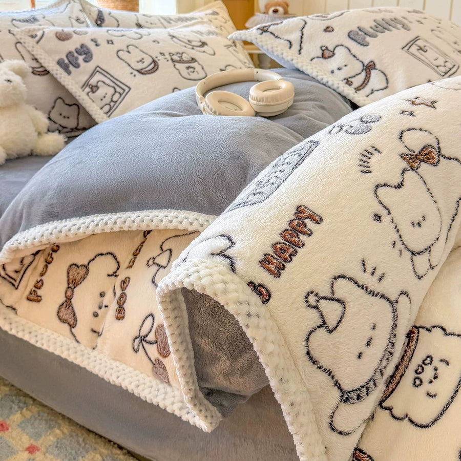 Bobo Bunny Milk Velvet 4-Piece Winter Bedding Set - view 4