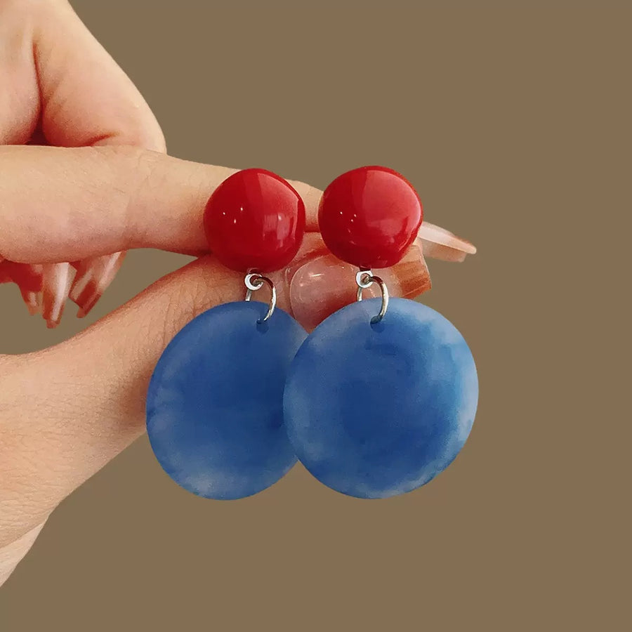 Vintage Color-Block Round Stud Earrings - view 4
