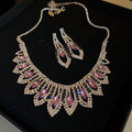 Banquet Luxury ~ Super Sparkle Rhinestone Geometric Flower Stud Earring Necklace Set Women Clavicle Chain Light Luxury Premium Necklace