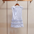 Blue Flutter Sleeve Embroidered Bow Dress, High-End Summer New