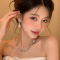 Moonlight Chapter Imperial Breeze Crystal Geometric Square Jewelry Set Wedding Banquet Necklace Light Luxury Niche Necklace