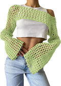 Women's Fall Casual Sexy Wool Flared Sleeve Cropped Flared Sweater 2026 - Green