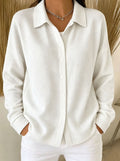 Women's Fall Casual Fashion Long Sleeve Lapel Collar Cardigan + Shirt 2026 - Blue