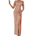 Women's One-Shoulder Sequin Sexy Evening Gown Party