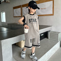 Boys' Star Print Sleeveless Basketball Set