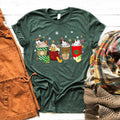 christmas coffee shirt christmas cat women clothes red green cotton
