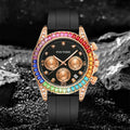 Item Time Watch Men Export Rainbow Daytona Mens Watch Silicone Band Sports Waterproof Mens Watch Large Crystal Ring Men Watch