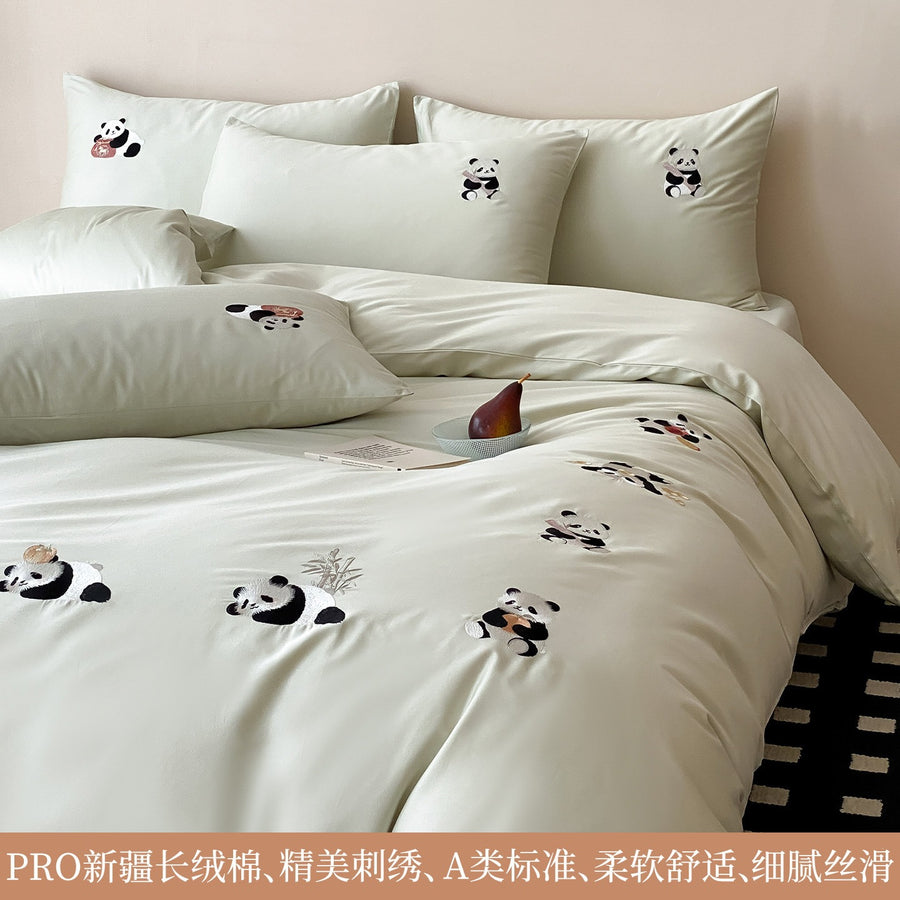 Full Fortune Champagne Embroidered Cotton 4-Piece Bedding Set - view 2