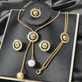 India Jewelry set Full Diamond Lion Head Set Earrings Necklace Ring Wedding Necklace Set