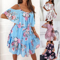 Off-Shoulder Chiffon Print Dress - Sexy Floral Spring Fashion Dress Women