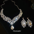 Western Imperial Breeze Rhinestone Geometric Teardrop Necklace Set Fashionable Personality Clavicle Chain Light Luxury Premium Necklace Women