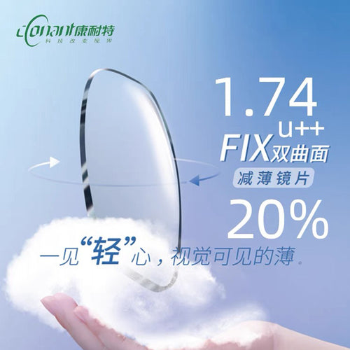 Kennette Lens Resin 1.74 High Prescription Astigmatism Ultra Thin Anti-Blue Super Dispatch Water Pair Non Curve Side With Glasses