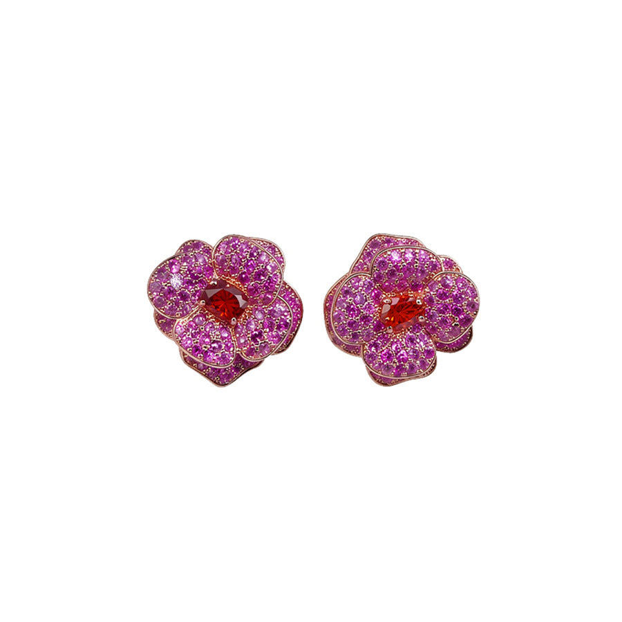 Vintage Zircon Flower Stud Earrings - view 5