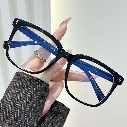 Square Glasses Frame Women New Import Day Korean Bare Face Stud Plano Display Small Face Fashionable Artsy Frame