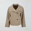 Women's Spring-Summer Elegant Stand Collar Loose Cropped Jacket 2026 - Black